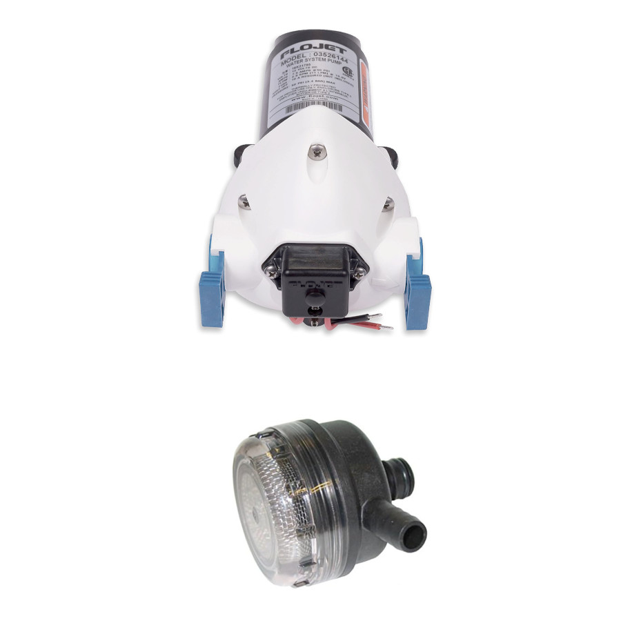 Flojet-Jabsco Triplex vízszivattyú 2,9, 12V, 25 PSI, 11 l/perc, 1/2 átmérőjű csatlakozások